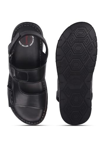 Image of Bata Mens 8616 NEW MOODY Black formal sandal | stylish cutout straps,velcro closure for a secure fit| Perfect for Formal Wear, Business Casual, and Parties |, Lightweight