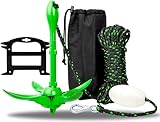 Young Marine Grapnel Anchor Kit for Small Boats, Kayaks, PWC, Jet Ski, Paddle Boards, etc. - 3.5 lbs (Painted-Green)