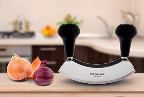 Westmark Germany Stainless Steel Double Blade Mezzaluna Mincing Knife, 7-inch (Black) - Thumbnail 3