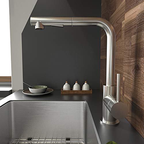 Lordear Bar Sink Faucet,Modern Style Stainless Steel 2 Water Function Setting Single Handle Pull Out With Sprayer Wet Bar Brushed Nickel Kitchen Faucet, Pull Down Kitchen Sink Faucet #TOP5