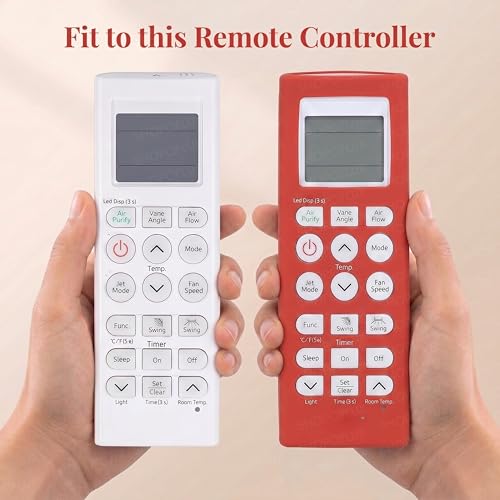 Image of SHOPOFLUX Silicone AC Remote Cover Compatible with LG AC Remote Full Wrap Protective Case with Lanyard [Remote NOT Included] (Red)