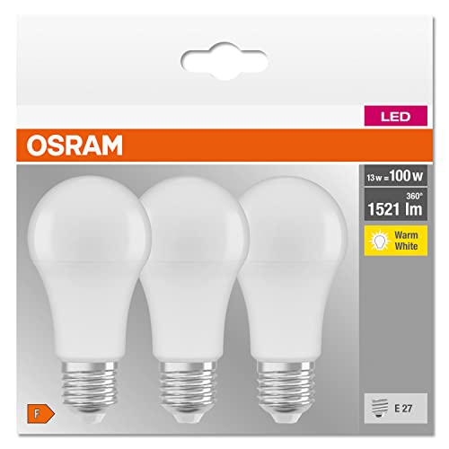 Osram LED Base Classic A, in Kolbenform mit E27-Sockel, Nicht Dimmbar, Ersetzt 100 Watt, Matt, Warmweiß - 2700 Kelvin, 10 x 3er-Pack – Ansicht 5
