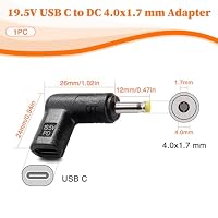 KUOQIY USB C auf DC 19.5V Adapter, USB 3.1 Typ C USB-C Buchse auf DC 4.0x1.7 mm Stecker Adapter PD Emulator Trigger 90 Grad Abgewinkelt, für Laptops – Ansicht 2
