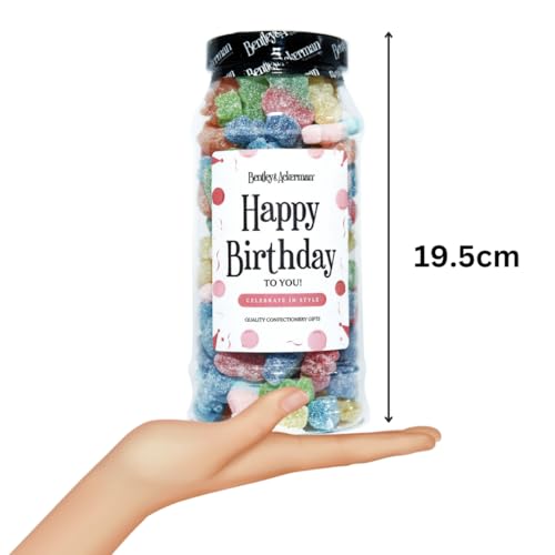 Happy Birthday Sweets - (600g) Original Classic Retro Fizzy Pick and Mix in a Gift Jar By Bentley & Ackerman Sweet Shop.