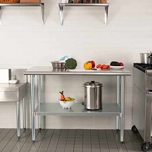 Image of HARDURA Stainless Steel Table 24X48 Inches with Undershelf and Galvanized Legs NSF Heavy Duty Commercial Prep Work Table for Restaurant Kitchen Home and Hotel