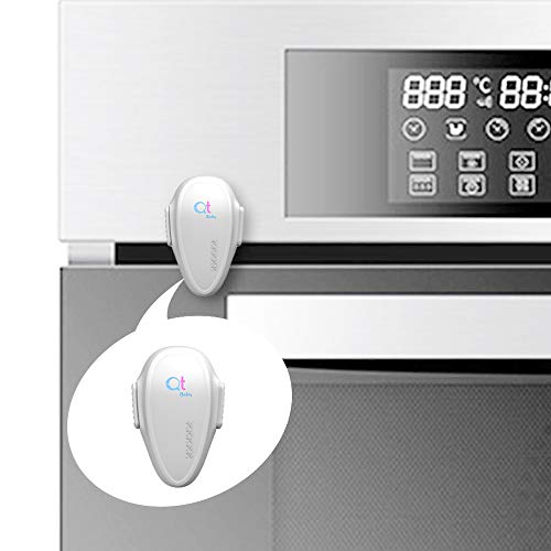 QT BABY White Oven Door Lock Child Safety (1 Pack), Heat Resistant and 3M Adhesive Child Proofing Lock for Stove, Oven, and Dishwasher, Easy Installation