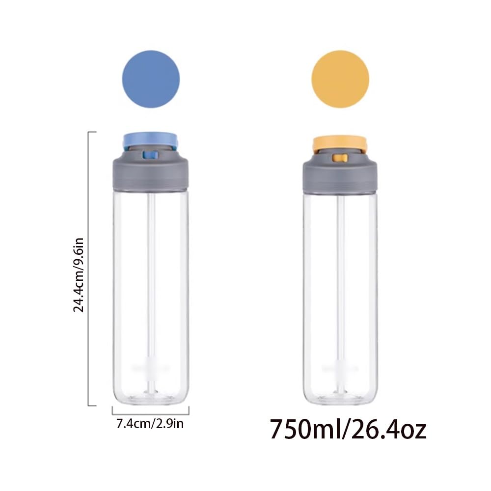 MRKU Sportliche Wasserflasche aus Kunststoff mit Deckel, auslaufsichere Quetschflasche mit Griff für Fitnessstudio, Fitness und Büro