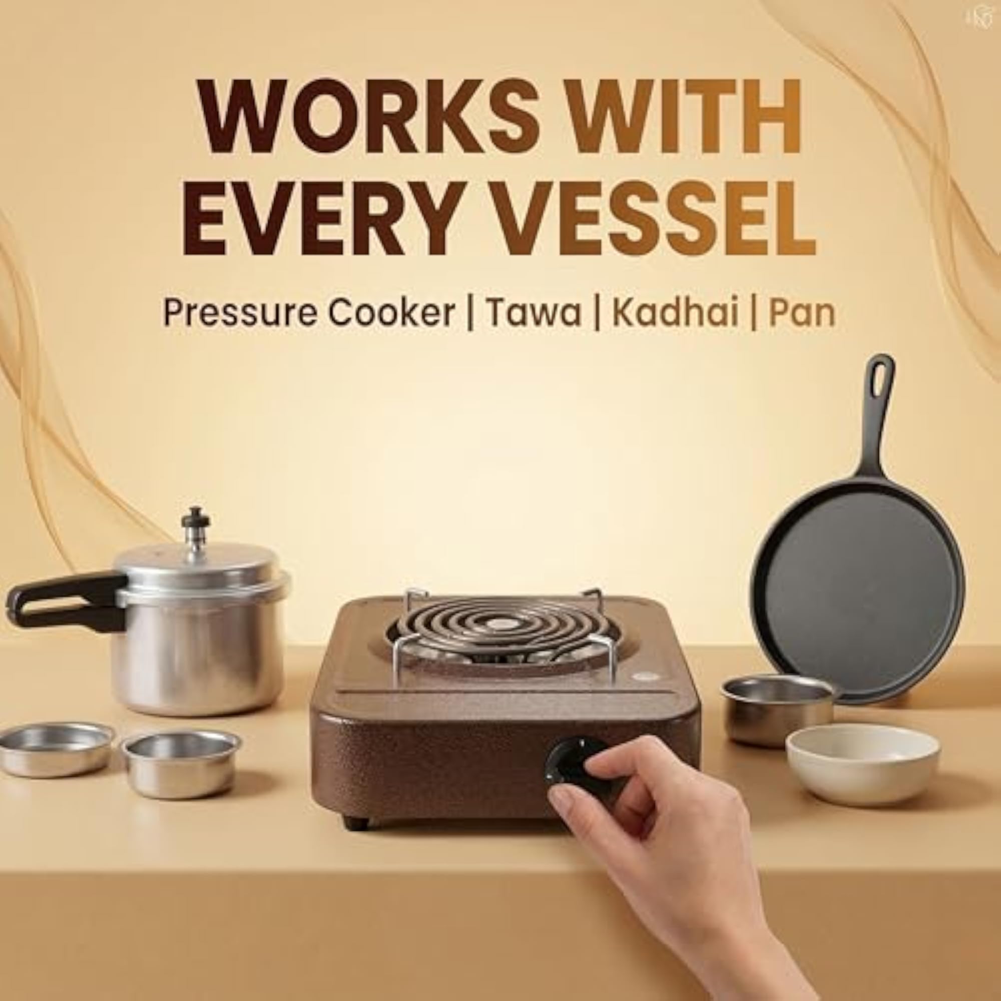 Brown 2000W Heavy Duty Electric Cooktop Hot Plate