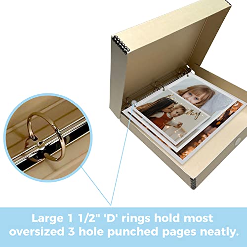 Lineco, Archival Tan 3-Ring Binder Preservation Album Box 12.75 X 11.75 X 2 Inch. Unique Design To Store, Protect, Organize Photos, Art, Photography, Crafts Acid Free & Lignin Free #TOP4