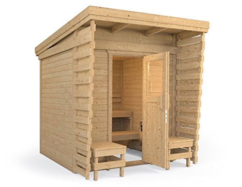 ISIDOR Premium Gartensauna Foras Outdoorsauna mit knapp 4 m² großem Saunaraum und überdachter Veranda (ohne Saunaofen)-2