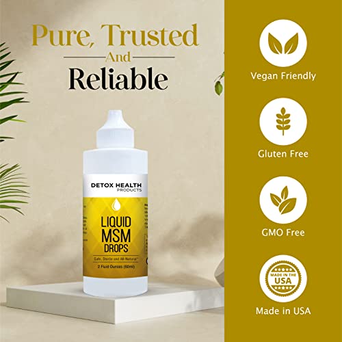 Liquid Msm - Detox Health Products - 4 Oz - Contains Organic Msm - Contain Organic Vitamin C - 100% Sterile - Vegan - All Natural #TOP1