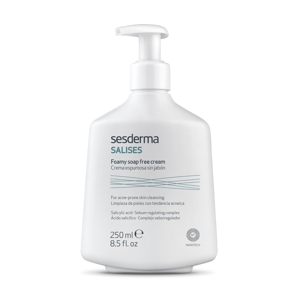 Sesderma Crema espumosa Salises sin jabón | Limpiador de piel sin jabón | Acne Prone Skin | Regulador del sebo | Ácido salicílico | Limpieza de poros | 250 ml