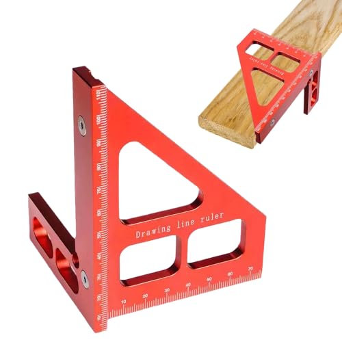 Multi Angle Aluminum Alloy Measuring Ruler - 45°/90° Triangle Square Protractor for Woodworking With High Precision Layout Tool