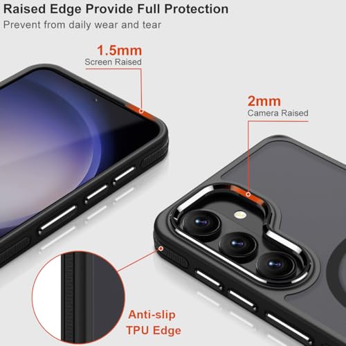 Image of MALEWOLF Stand Case for Samsung Galaxy S26 Compatible with Magsafe, Translucent Magnetic Cover [Military Grade Protection] [Anti-Slip Technology], Color Hybrid Galaxy S26 Phone Case (Black)
