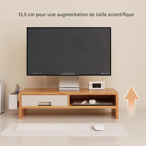 Support surélevé pour moniteur d'ordinateur ergonomique et robuste avec extension pour bureau - 6
