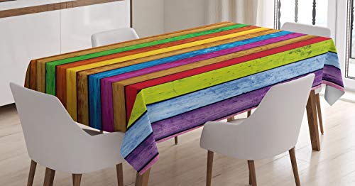 ABAKUHAUS Regenbogen Tischdecke, Leuchtende Holz, Personalisierter Druck...