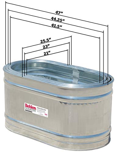 Behlen Country 50130028K 2' x 2' x 4' Round-End Galvanized Steel Stock Tank Nested Bundle, Approximately 90 Gallon (Pack of 3 Tanks)