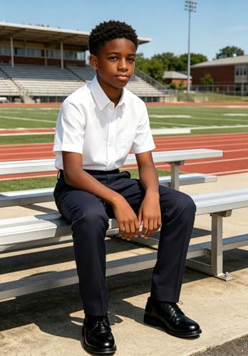 Image of DHTS Boys Dress Pants (Size 2-20 Years) Slim Fit Uniform Pants for Toddler & Teens