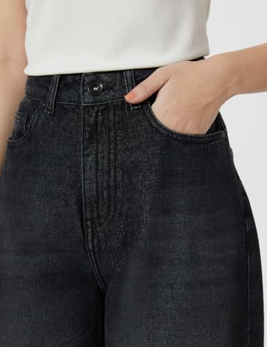 Image of Amazon Brand - Symbol Women's Barrel Fit Denim Jeans | Tapered Balloon | High Rise | Ankle Length (Available in Plus Sizes)