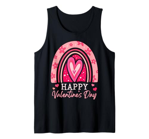 Happy Valentine's Day Rainbow Cute Heart Love Couples Family Camiseta sin Mangas