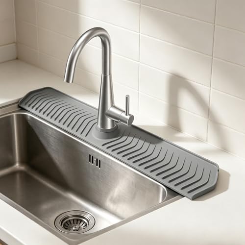 Bandeja de goteo para grifo con drenaje automático, protector de silicona secado rápido 5