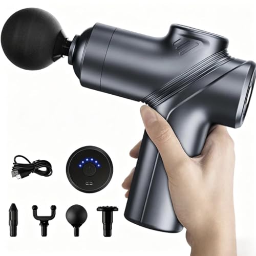 Image of LEERCON Massage Gun Deep Tissue, Portable Massage Gun with 4 Interchangeable Heads for Deep Muscle Relief and Relaxation
