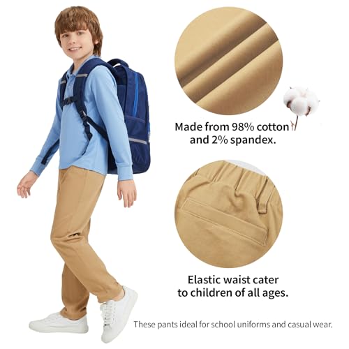 qbk relaxed fit stretch school uniform pant chino pants for toddler to youth boys and girls