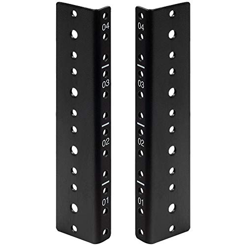 NavePoint 4U Vertical Rack Rail Pair DIY Kit with Hardware, Black