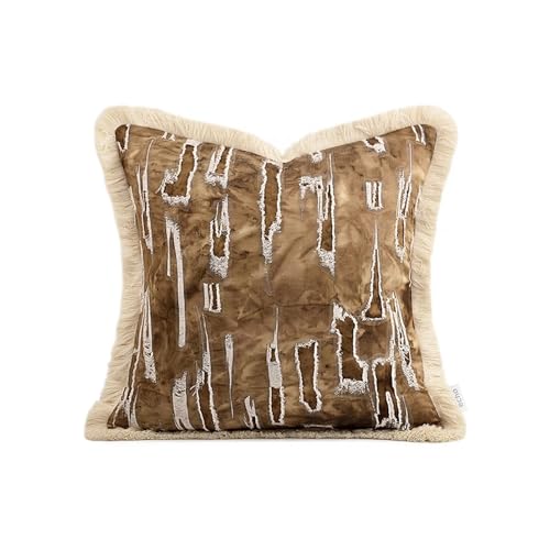 JBJYGSG Kissenbezug Kaffee Farbe Wabi Sabi Wind Baumwolle Leinen Fransen Sofa Wohnzimmer Kissen Bett Kissen
