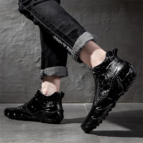 Mens Boot Side Zipper Ankle Dress Patent Leather Formal Boots Fashion Luxury Crocodile Pattern Luxury Classic Outdoor Non-Slip High-Top Fur Lined Loafers4