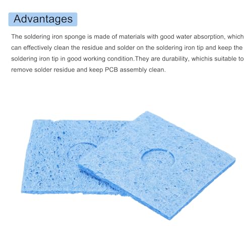 Image of MECCANIXITY 15PCS Soldering Sponge 60 x 60mm Square with Holes Blue Cleaning Pad Welding Tip Iron Replacement for Cleaning Soldering Iron 3mm Natural Thickness 14mm Water Absorption Thickness