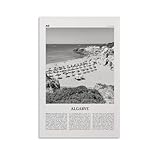 LZTEN Impresión del Algarve en blanco y negro, arte de pared del Algarve, póster del Algarve, foto del Algarve, decoración de pared del Algarve, Distrito de Faro, Portugal, pared en lienzo Portuguesa