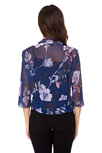 Image of Women's Open Front Cropped Cardigan 3 /4 Sleeve Casual Shrugs Jacket Draped Ruffles Bolero Cardigan