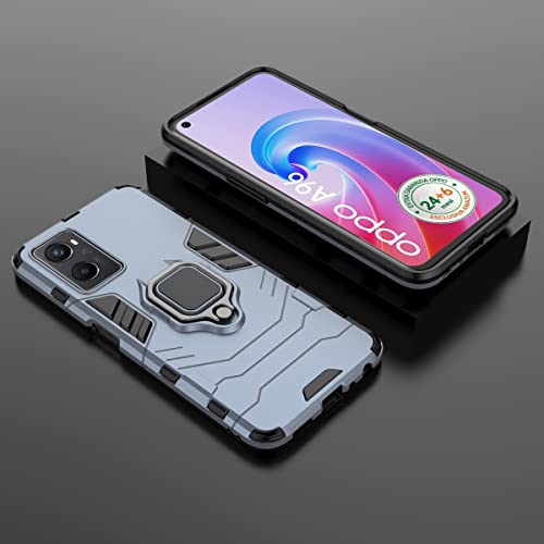 Zmone Phone Case For Oppo A96 Case With Glass Screen Protector [2 Pack] Heavy Duty Dual Layer Military Grade Shockproof Protective Cover With Magnetic Ring Kickstand - Blue #TOP5