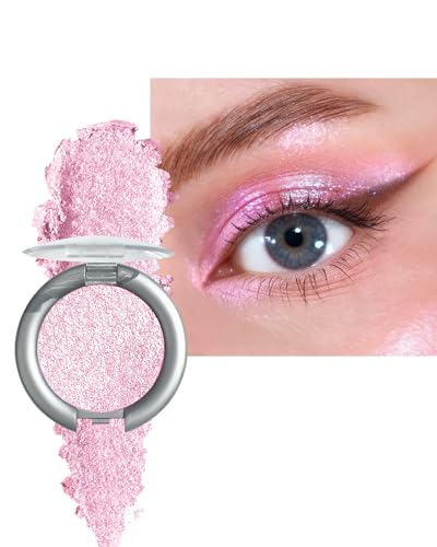 Rose Fard a Paupiere Paillette, Fard a Paupiere Crème Scintillant Holographique, Longue Durée Waterproof Facile à Blender, Métallique Fards à Paupières, Eyeshadow Highlighter, Maquillage Femme Yeux-04