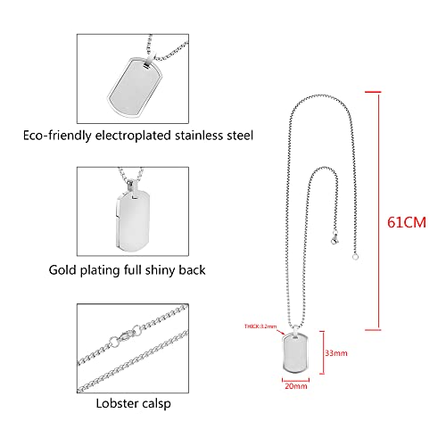 Geoffrey Beene Men's Stainless Steel Engravable Dog Tag Pendant Box Chain Necklace4