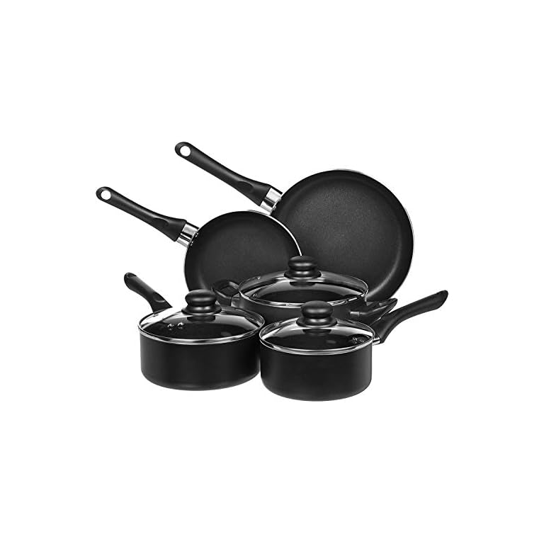 Amazon Basics Non-Stick Cookware Set, Pots and Pans - 8-Piece Set