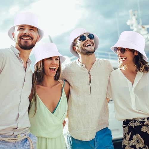 Image of 36 /24 /12 Pcs Bucket Hats for Men Women Bulk Cotton Fishing Cap UV Protection Beach Foldable Solid Color Sun Cap