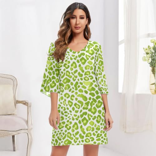 Robe décontractée en mousseline imprimé léopard citron - 6