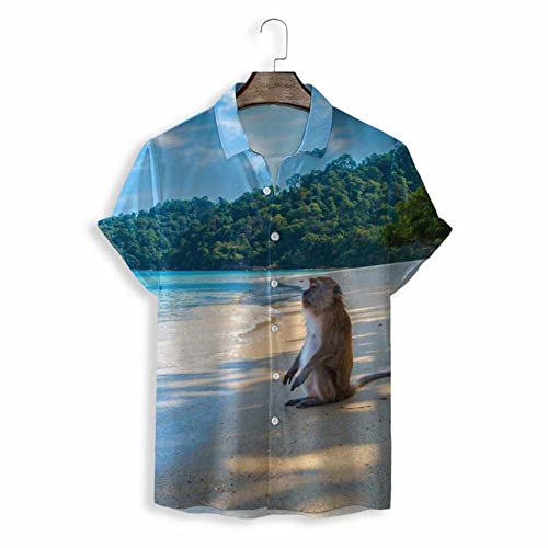 Chemise hawaïenne d'été pour homme à motif singe idéal pour vos soirées plage et barbecues