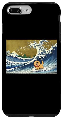 Funny Retro Vintage Surfing A Wave Golden Retriever Lover �X�}�z�P�[�X iPhone 7 Plus/8 Plus �p
