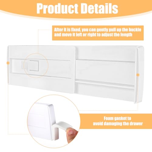 Yafe 6 Pack Drawer Dividers for Home Organization Adjustable Drawer Organiser Clothes(11.3-20") - Image 3