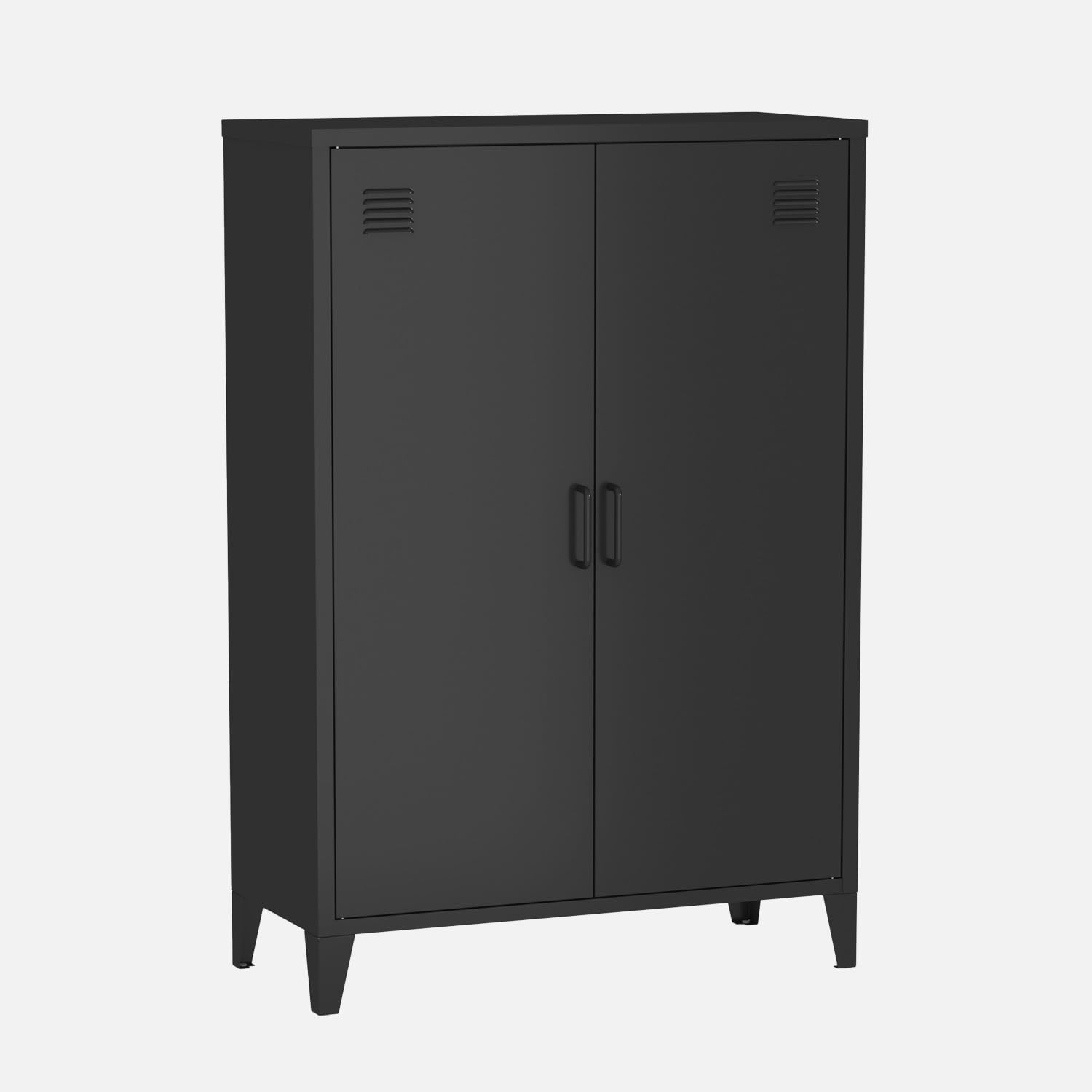 sweeek - Commode/Armoire en métal Noir 2 espaces de Rangement. casiers