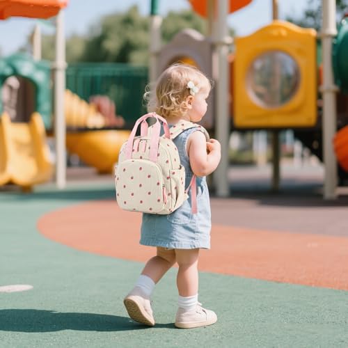 LEDAOU Kinderrucksack, Wasserdicht, für Kinder 2-4 Jahre, Kita und Schule, Jungen und Mädchen (Erdbeerreis)