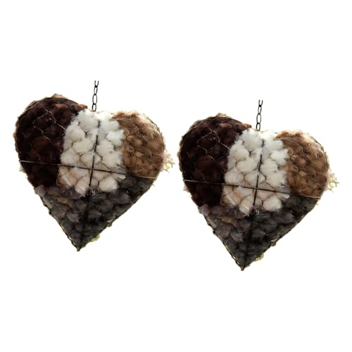 Iron Heart Shape Handmade Bird Nesting Heart Refillable Garden Yard Art Decoration Cotton Nesting Fibers for Wild Birds Bird Hab