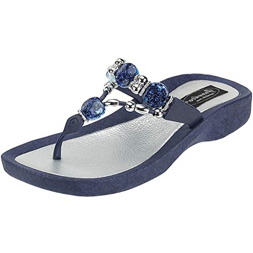 Women's 25542E Expression Beaded Waterproof Molded Sole Beach Thong Sandals Platform