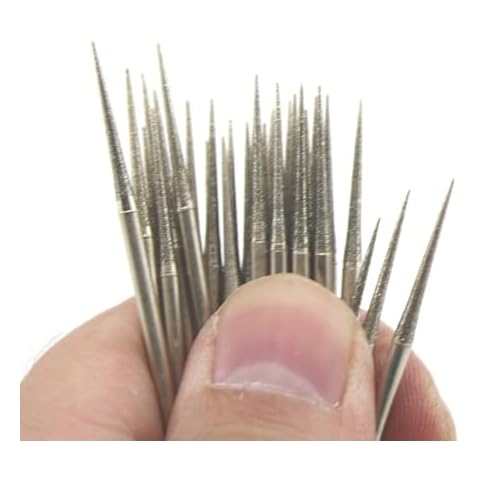 JINGLING 2.5mm Diamond Grinding Head Tapered Bits Carving Burrs Shank 3/32“ for Nail Drill Pack of 30Pcs Cover