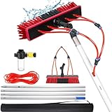 Ausziehbare 3–18 m Teleskop-Fensterreinigungsbürste, Aluminiumstange, Solarpanel-Reiniger, 35 cm Bürste für effiziente Außenreinigung