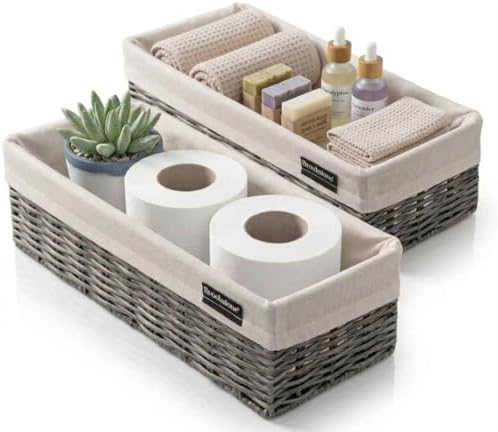 Brookstone Wicker Storage Basket Two Pa...