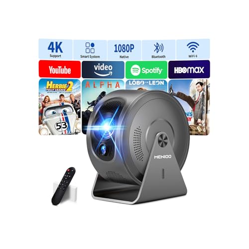 [Built-in Apps] Vidéoprojecteur Supporte 4K 1080P, Mini Projecteur 2026 Upgraded WiFi 6 et Bluetooth 5.4 Correction 360°Rotation avec Auto Focus & Keystone...
